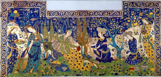 Tafel aus glasierten Irdenware-Fliesen, Isfahan